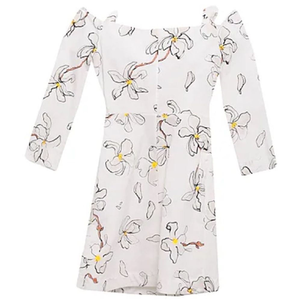 Isa Arfen mini dress in white with ties and flower print, size 8